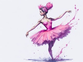 Obraz na płótnie Canvas ballerina in a pink tutu in motion splash. ai generative
