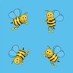 Vector Cute Bee Flaying