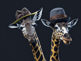 Fashion giraffe with hat. ai generative