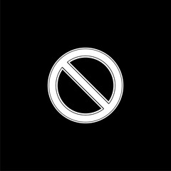 No entry sign icon isolated on black background