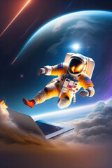  astronaut floating in space. ia generated illustration