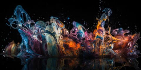 Iridescent colourful liquid splash