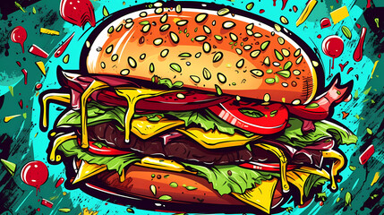 hand drawn hamburger food illustration
