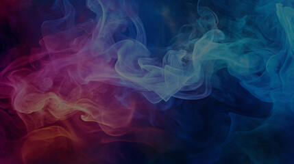 Colorful mysterious smoke with dramatic lighting, glowing fog abstract art, background with free space, AI generated