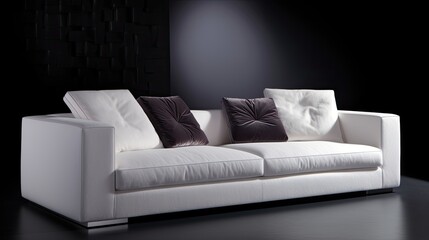 Modern white alcantara sofa for true luxury into a stylish living room, you want a couch like this at the end of every working day. Generative AI Technology 