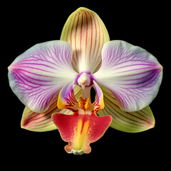 orchid on black background created using Generative AI
