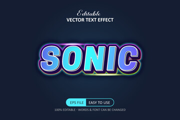 Sonic text style - neon light 
