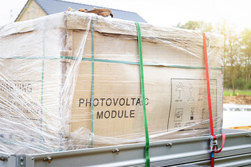 Solar panel delivery box on a trailer