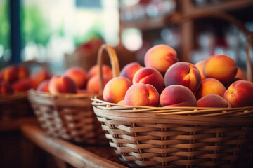 Peaches in a basket created with Generative AI Technology, ai, generative