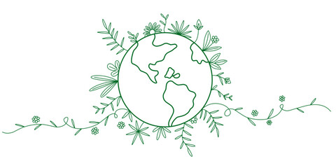 World environment day line art style vector illustration