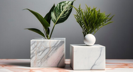 two blocks of white marble next to one another