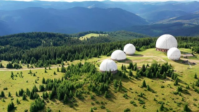 Abandoned radar station Pamir in Carpathian mountains, Ukraine, Abandoned radar station Pamir in Carpathian mountains, research station on top of the Pamir mountain in the Carpathians in Ukraine. larg