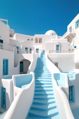 Fototapeten imaginary View of Oia town in Santorini island in Greece -- Greek landscape Generative AI © PaulShlykov