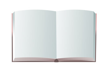 Book with pages without text open. Notepad and notebook. Unrolled paper pages. Isolated on white background. Vector.