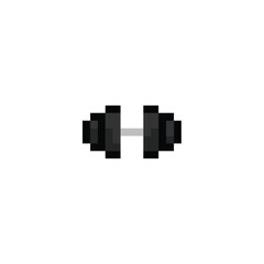 fitness and gym icon pixel art style with black color and white background good for your project and game asset.