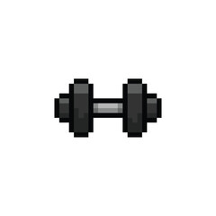 fitness and gym icon pixel art style with black color and white background good for your project and game asset.