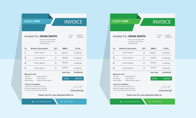 Invoice minimal design template. Bill form business invoice accounting . Client Invoice, Letter and Project Brief Layout with Various Color Options .