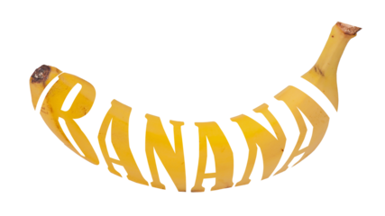 Incredible 'BANANA' Illustration Word Design Inside a Banana transparent background