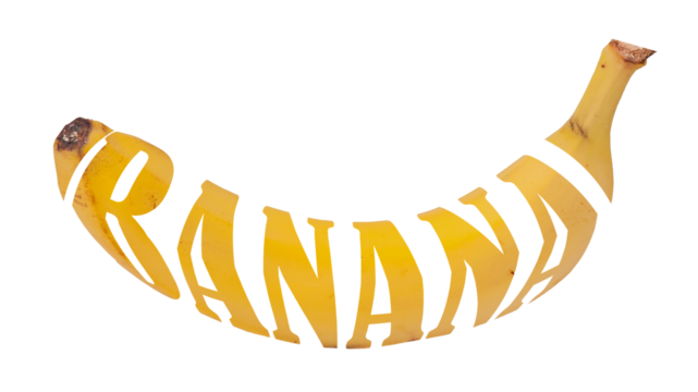 Incredible 'BANANA' Illustration Word Design Inside a Banana transparent background