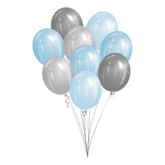 blue and silver balloons isolated. vector illustration. bunch father's day balloon