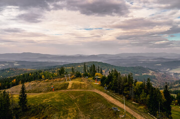 Fototapeta na wymiar Fantastic Slovak Bachledova Dolina landscape with mountains,