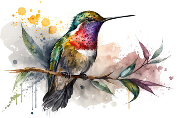 hummingbird in aquarelle style, ai generated