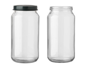 Jam jars with black lid