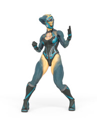 aquatic alien girl is ready for some action on outfit