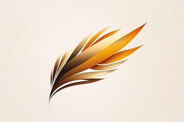 Golden feather logo icon illustration design template
