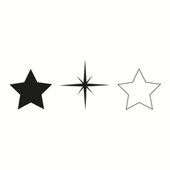 Vector Simple Stars Silhouette in Black and White