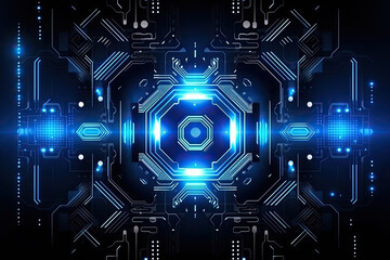 Obraz premium Artificial intelligence and humanoid head with neural network, quantum computing, advanced robotics, and brain-computer interfaces. Technology background concept. (Generative AI)