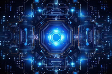 Obraz premium Artificial intelligence and humanoid head with neural network, quantum computing, advanced robotics, and brain-computer interfaces. Technology background concept. (Generative AI)