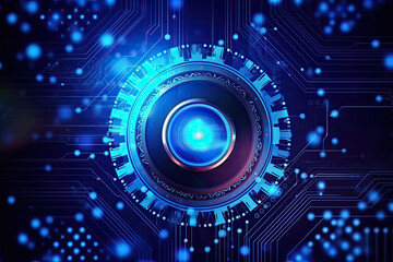Obraz premium Artificial intelligence and humanoid head with neural network, quantum computing, advanced robotics, and brain-computer interfaces. Technology background concept. (Generative AI)