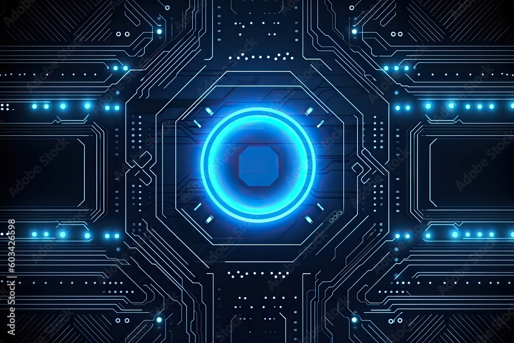 Aufkleber artificial intelligence and humanoid head with neural network, quantum computing, advanced robotics,