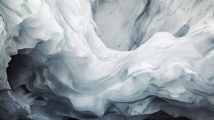  a very large ice cave with some water flowing down it's sides and ice formations on the sides of the walls and ceiling of the cave.  generative ai