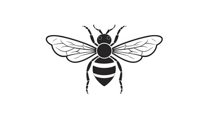  a black and white bee with a long antennae on it's back legs and a black and white outline of a bee's head.  generative ai
