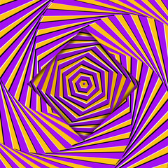 Optical illusion Design. Moving visual hypnotic optic art. Vector illustration. Decorative hippie style, hallucination, psilocybin. 60s, 70s