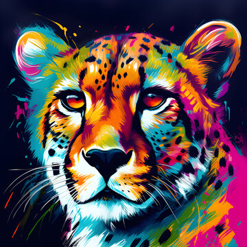 Colorful painting of a cheetah