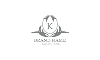Design template of an elegant floral monogram for one or two letters, for example K. Wedding monogram. Business sign, identity monogram for restaurant, boutique, hotel, heraldry, jewelry.