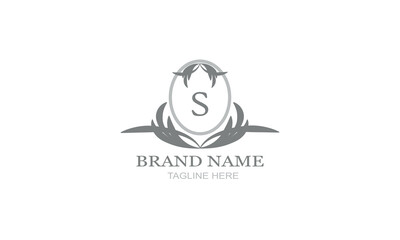 Design template of an elegant floral monogram for one or two letters, for example S. Wedding monogram. Business sign, identity monogram for restaurant, boutique, hotel, heraldry, jewelry.