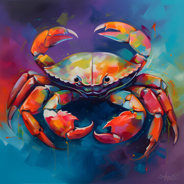 Colorful painting of a crab