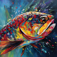 Fototapeta na wymiar Colorful painting of a fish