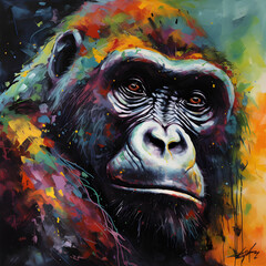 Colorful painting of a gorilla