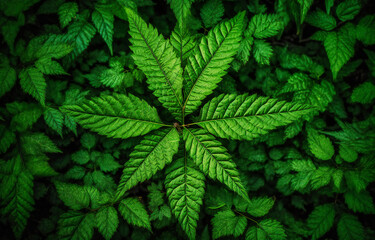 Naklejka na ściany i meble green plant with leaves in the garden