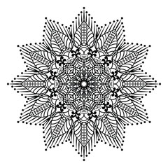 Flower Mandala. Vintage decorative elements. Oriental pattern, vector illustration. Islam, Arabic, Indian, Moroccan, Spain, Turkish, Pakistan, Chinese, mystic, ottoman motifs. Coloring book page.