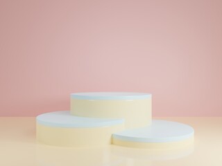 3D Abstract Visualization For Advertising Products Display With Copy Space Modern geometric podium in pastel tones Product Rendering Presentation .3D Rendering