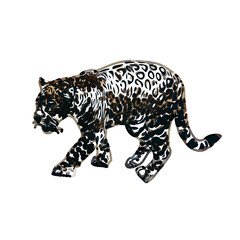  color sketch of leopard with transparent background