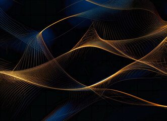 a black background featuring golden lines