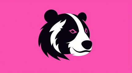  a black and white bear's head on a pink background with the letter d in the center of the image and the letter d in the lower corner of the image.  generative ai