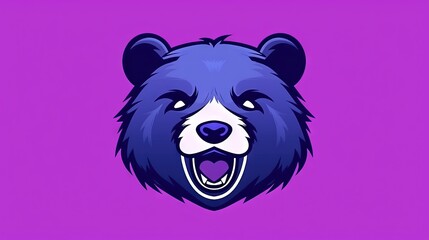  a bear's head with its mouth open on a purple and purple background with the word bears in the center of the bear's head.  generative ai